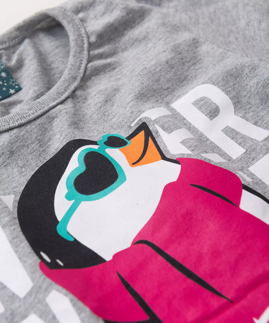 Pijama de Inverno Infantil Feminino Pinguim Mescla
