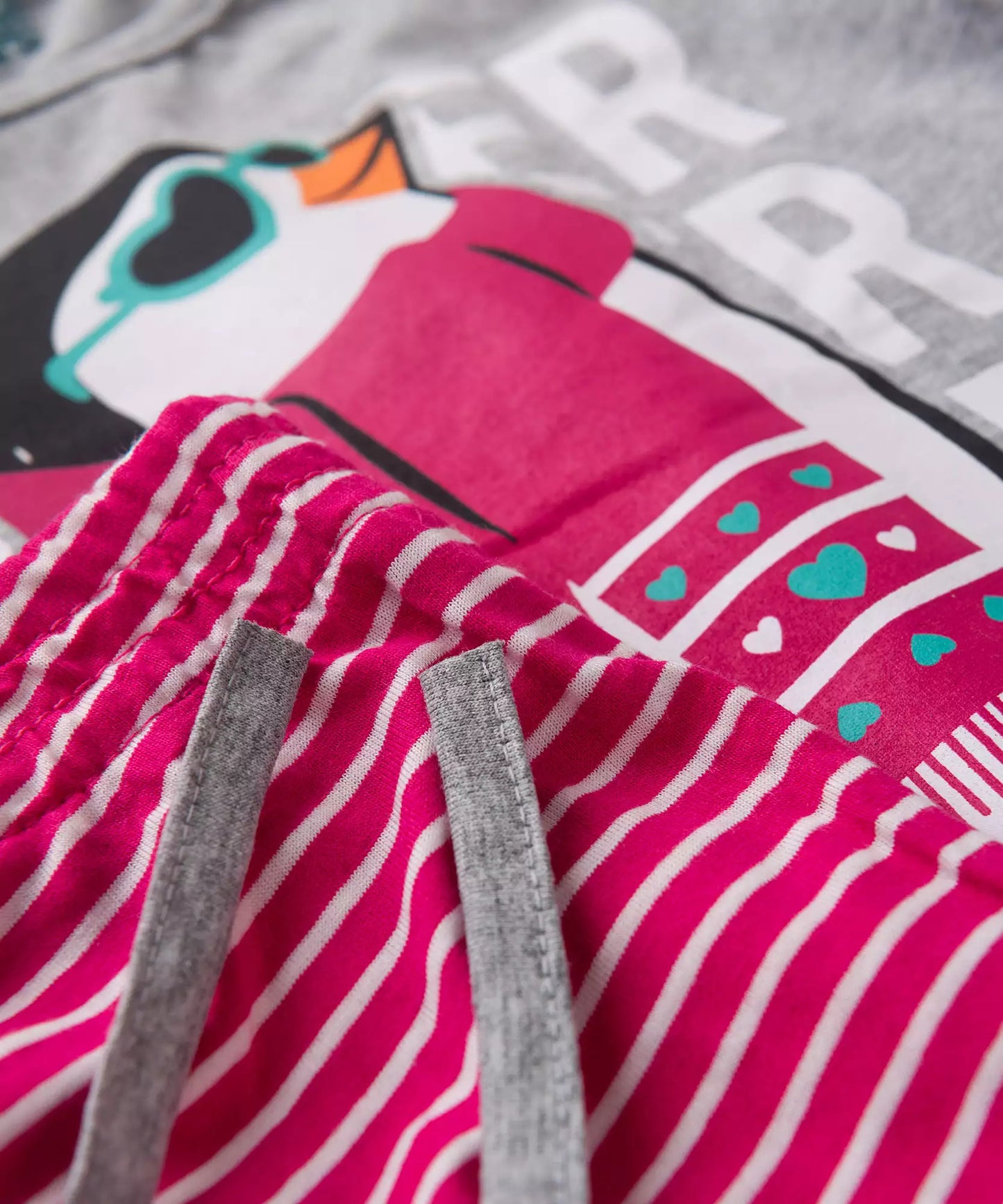 Pijama de Inverno Infantil Feminino Pinguim Mescla