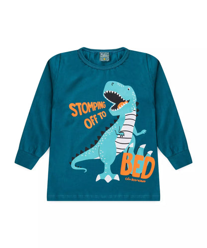 Pijama de Inverno Infantil Masculino Dinossauro Azul