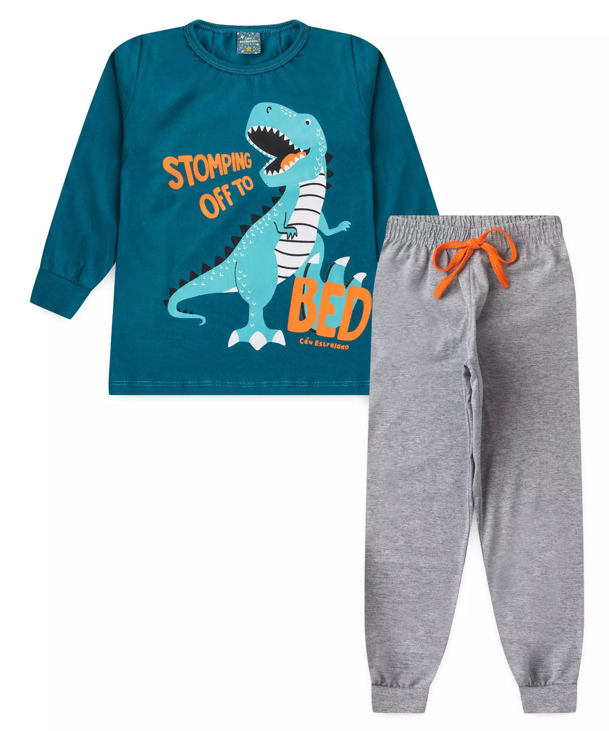 Pijama de Inverno Infantil Masculino Dinossauro Azul