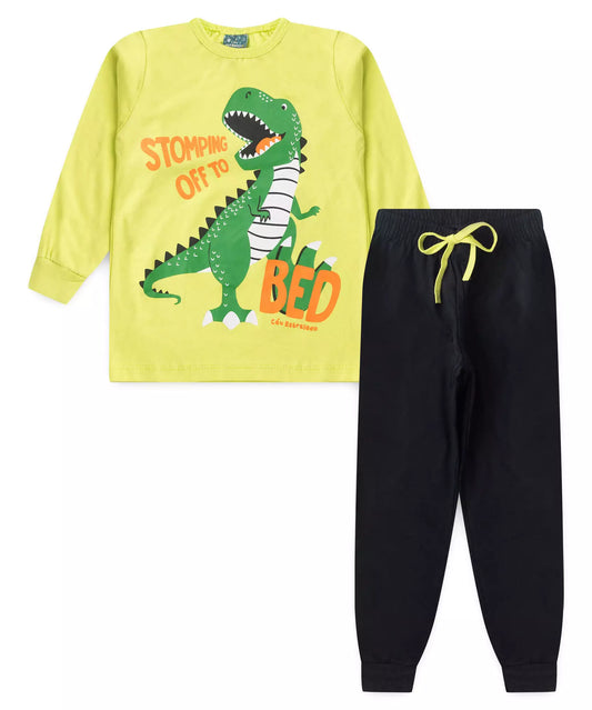 Pijama de Inverno Infantil Masculino Dinossauro Verde