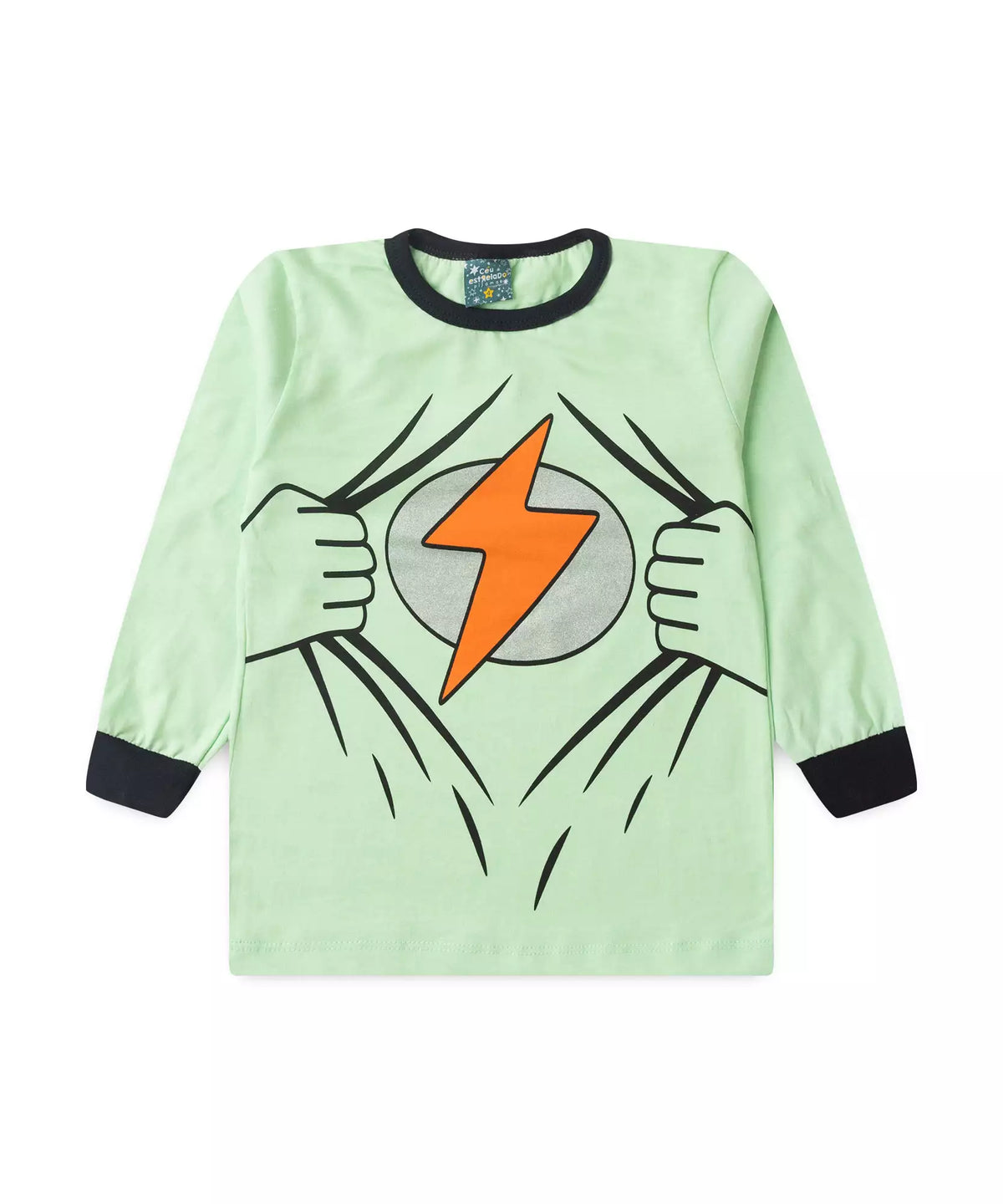 Pijama de Inverno Infantil Masculino Flash Verde