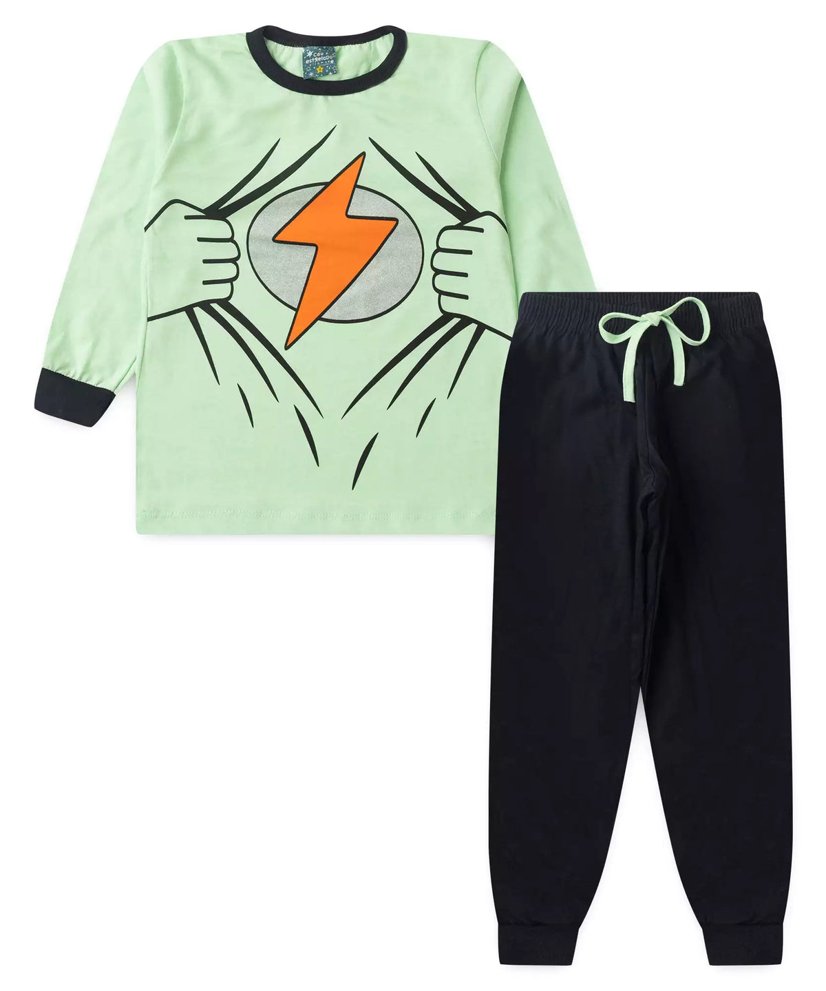Pijama de Inverno Infantil Masculino Flash Verde
