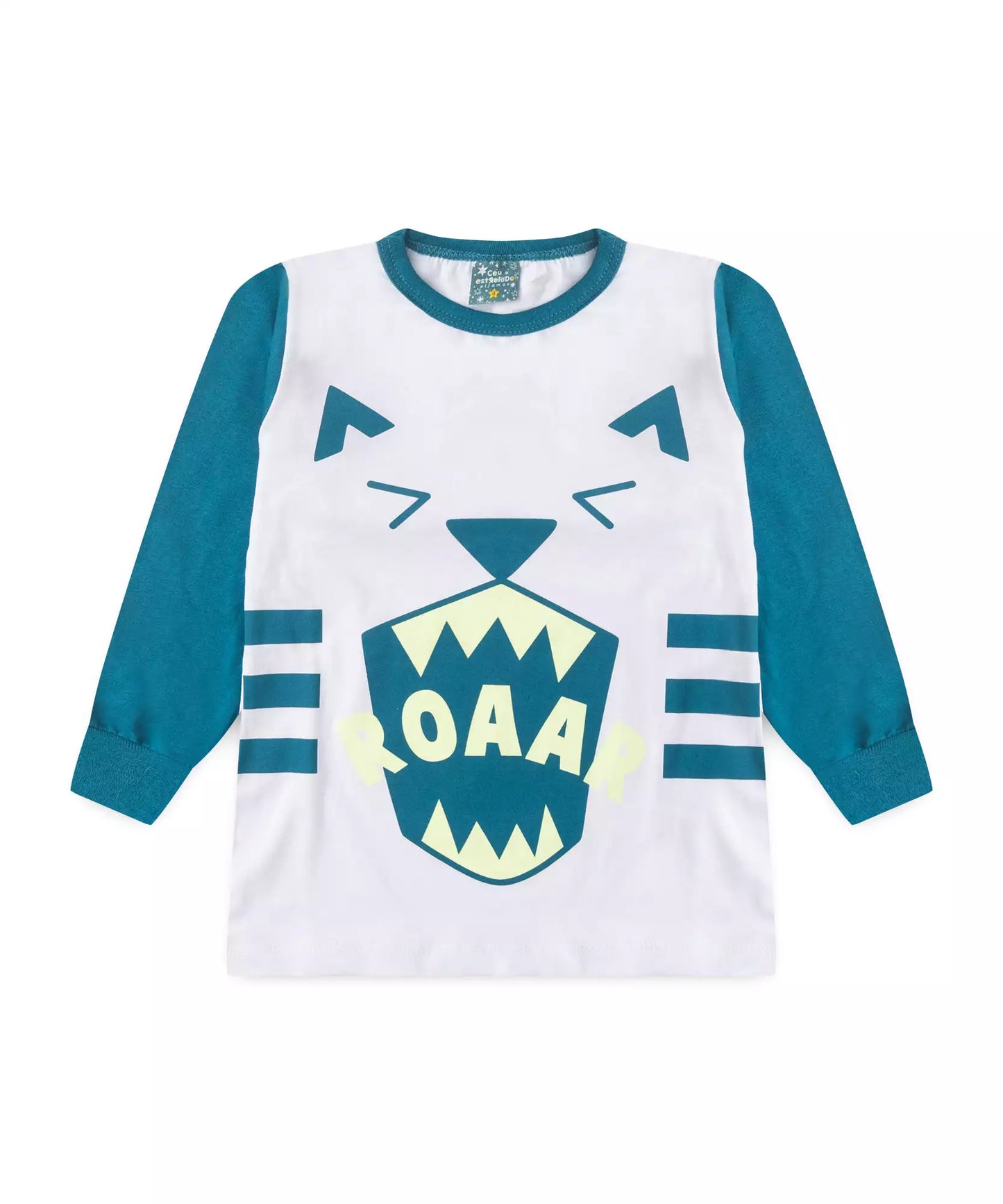 Pijama de Inverno Infantil Masculino Tigre Branco