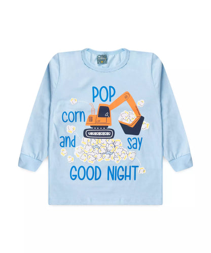 Pijama de Inverno Infantil Masculino Trator Azul