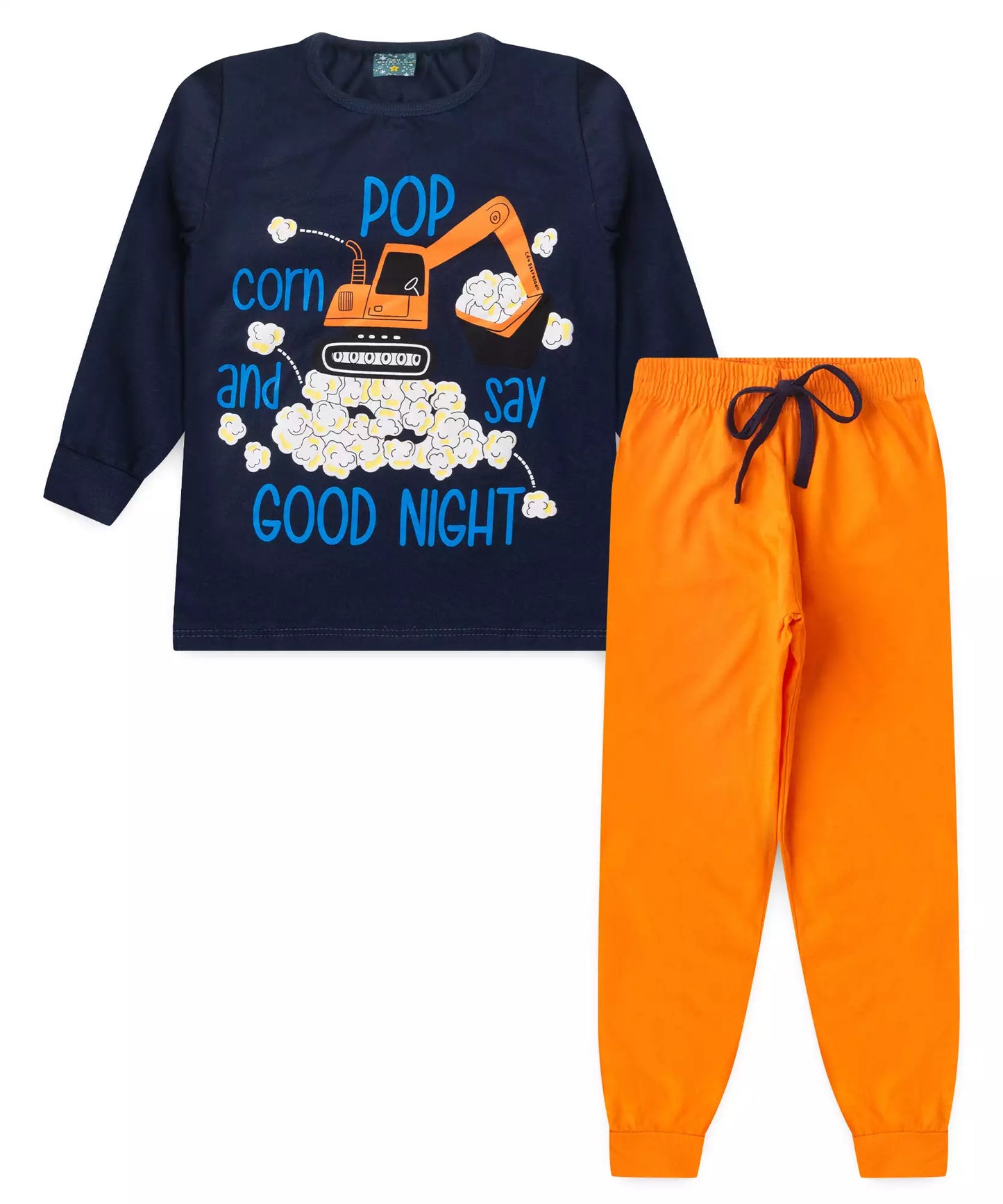 Pijama de Inverno Infantil Masculino Trator Marinho