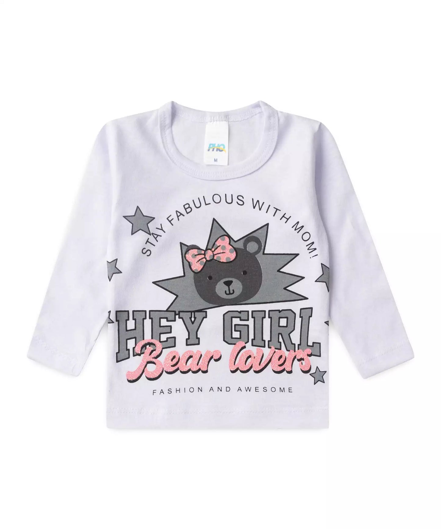 Pijama de Inverno para Bebê Menina Ursinho Branco