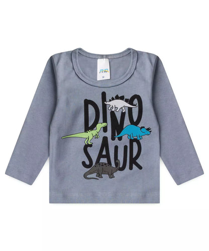 Pijama de Inverno para Bebê Menino Dinossauro Cinza