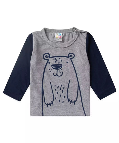 Pijama de Inverno para Bebê Menino Ursinho Mescla