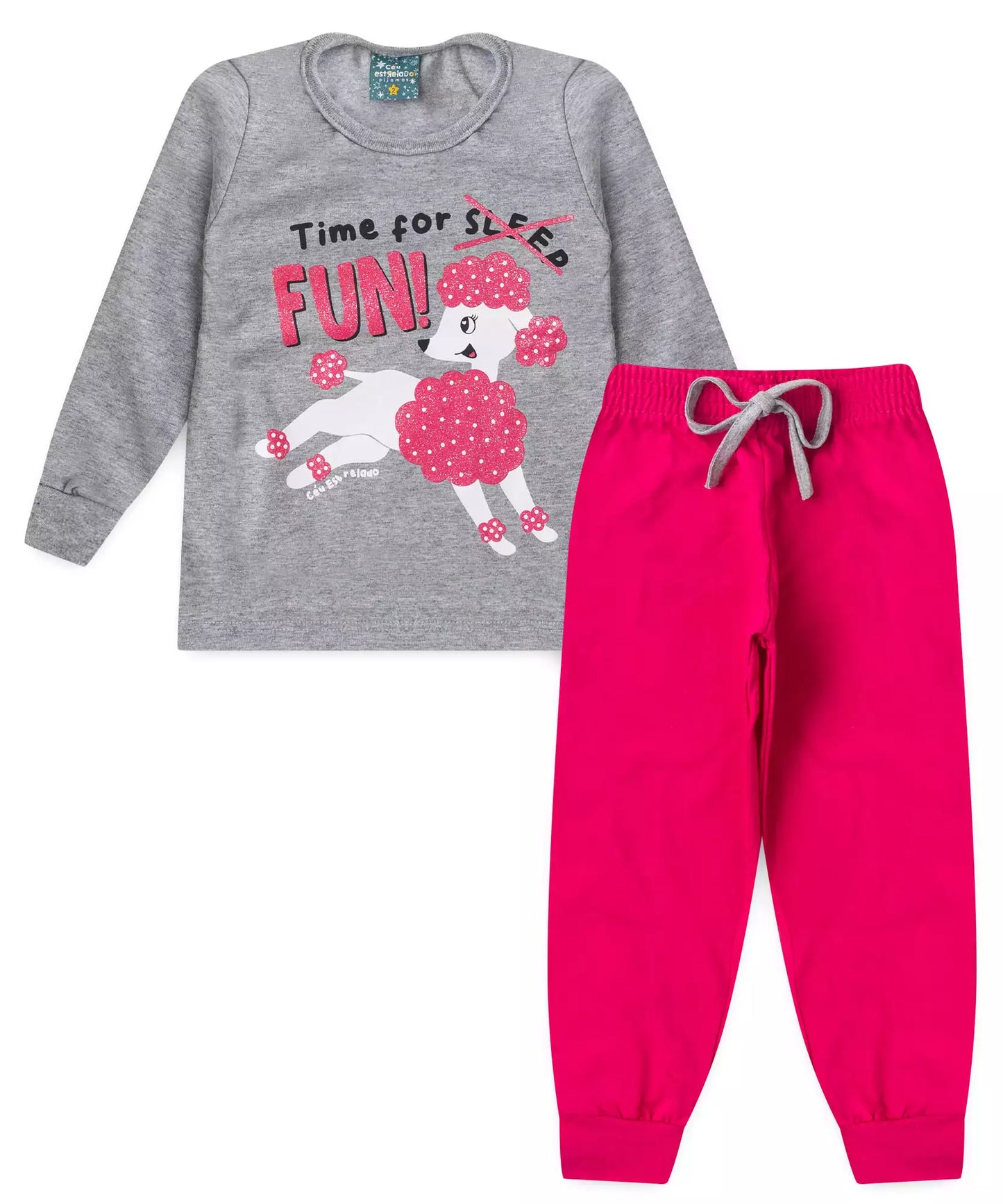 Pijama de Inverno para Menina Cachorrinho Mescla