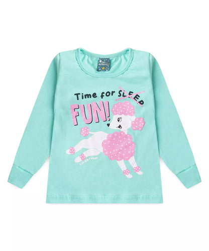Pijama de Inverno para Menina Cachorrinho Verde