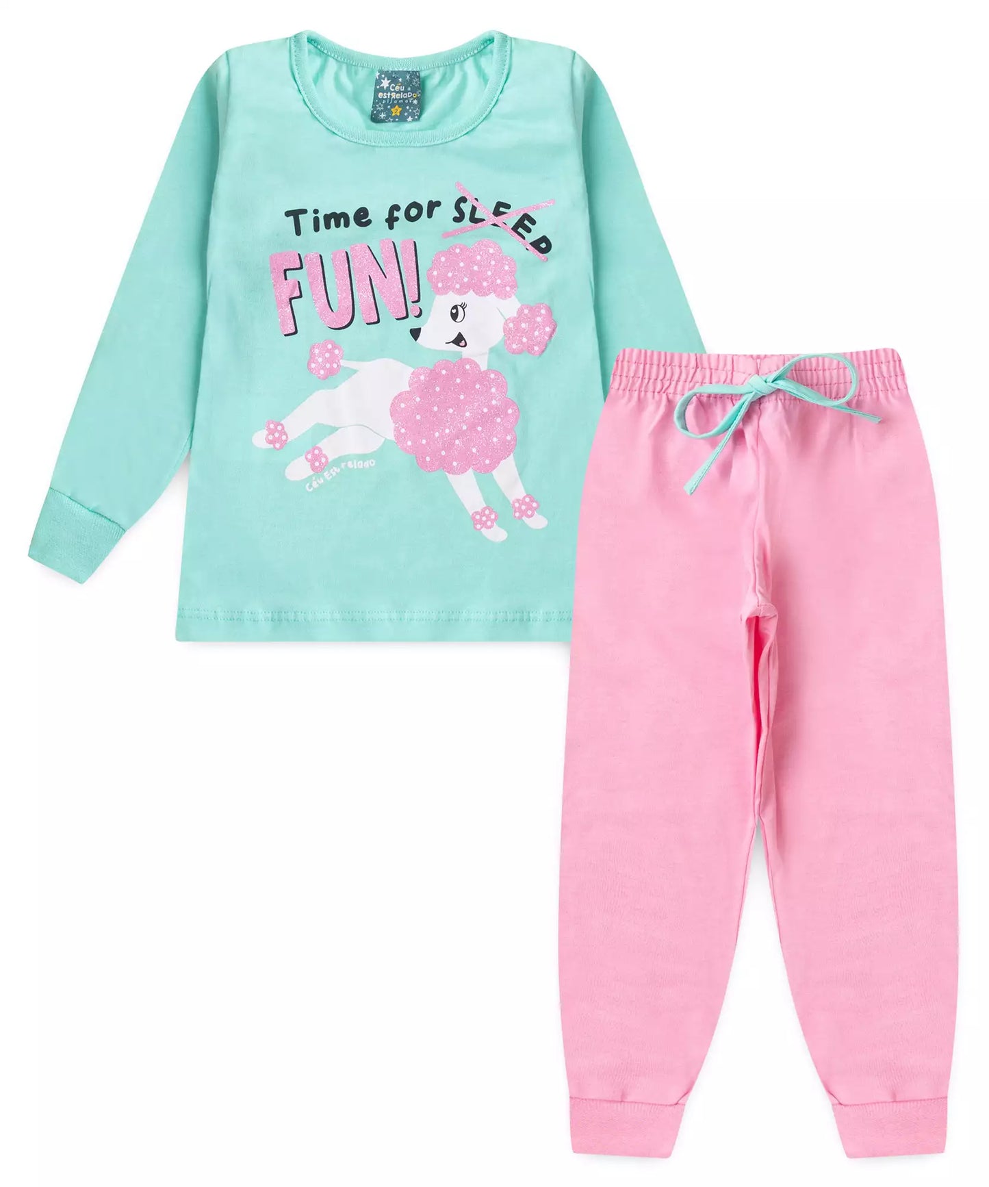 Pijama de Inverno para Menina Cachorrinho Verde