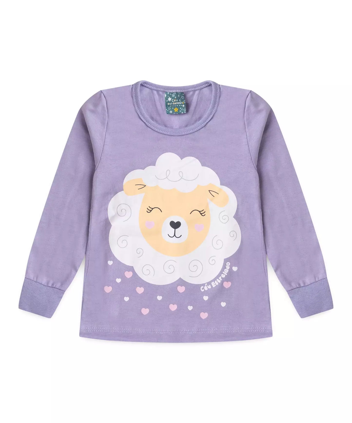 Pijama de Inverno para Menina Ovelhinha Lilás