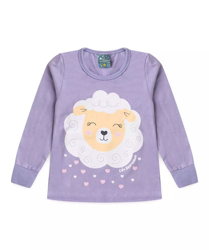 Pijama de Inverno para Menina Ovelhinha Lilás