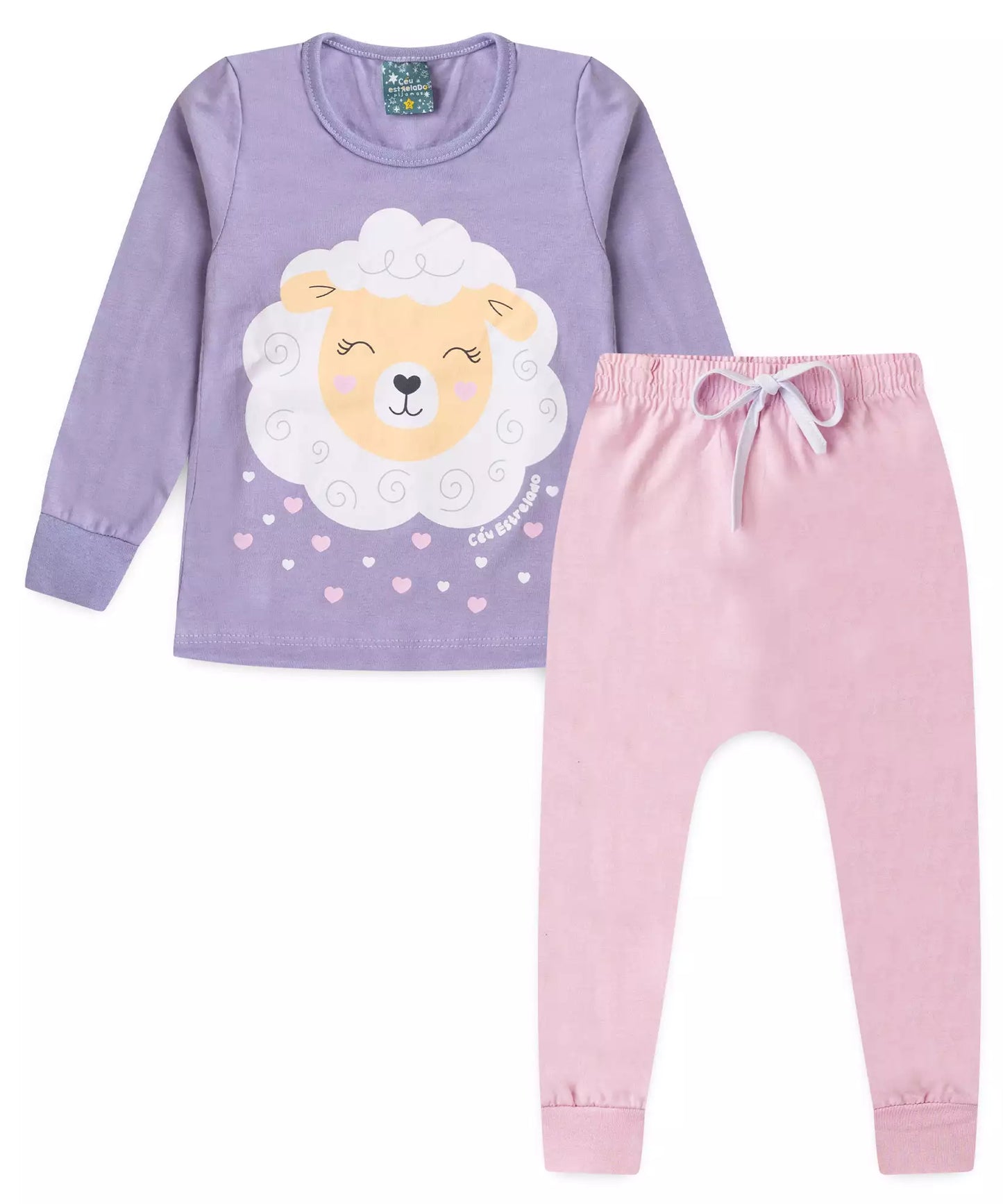 Pijama de Inverno para Menina Ovelhinha Lilás