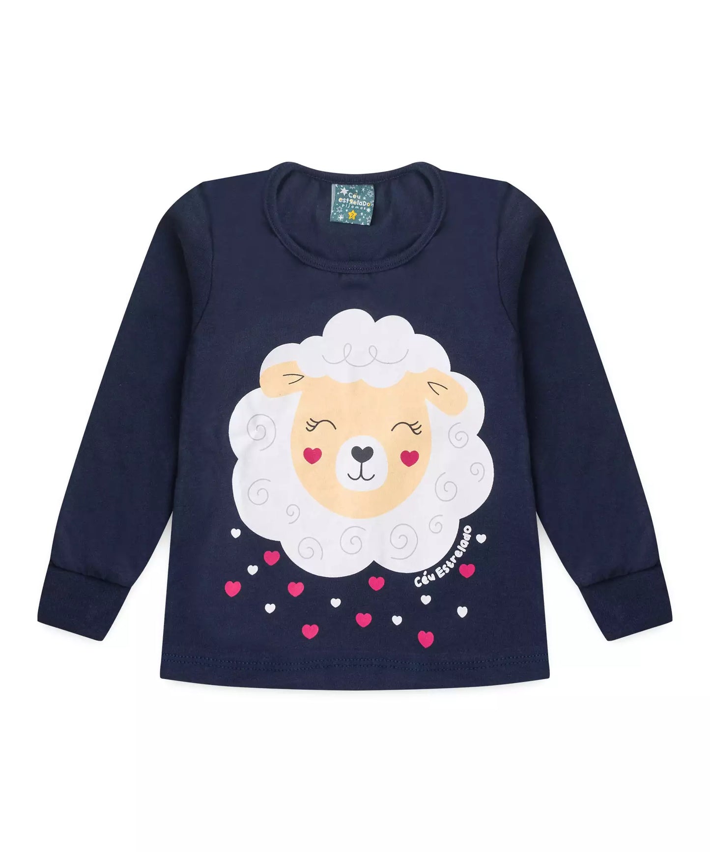 Pijama de Inverno para Menina Ovelhinha Marinho