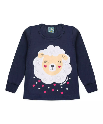 Pijama de Inverno para Menina Ovelhinha Marinho