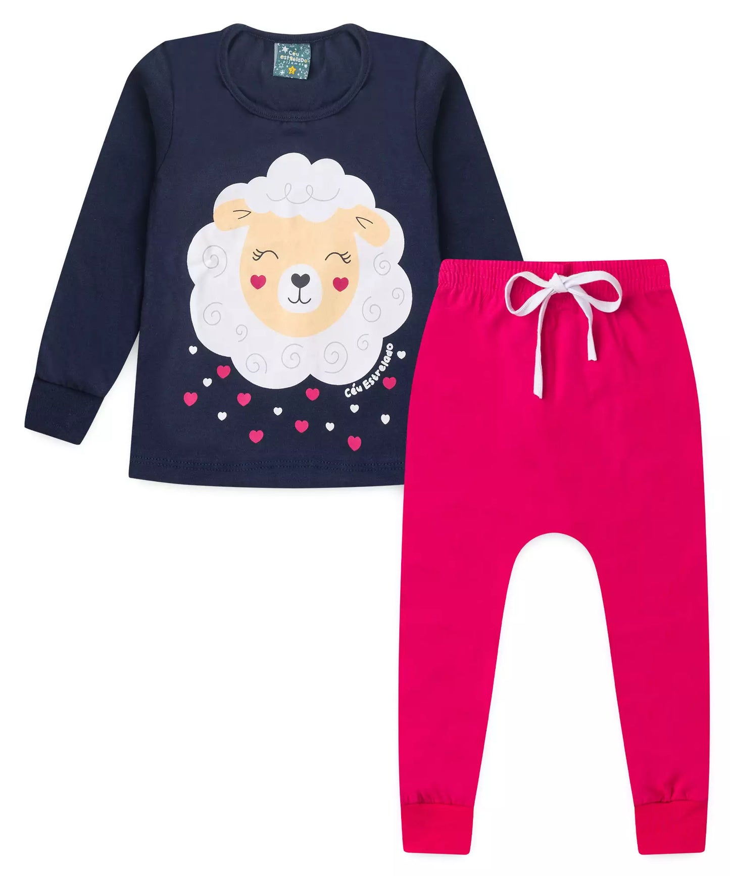 Pijama de Inverno para Menina Ovelhinha Marinho