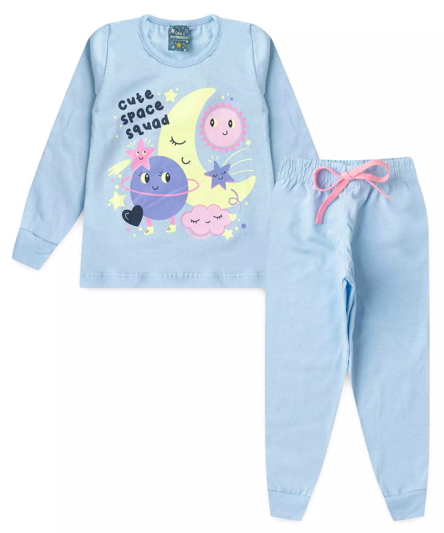 Pijama de Inverno para Menina Space Azul