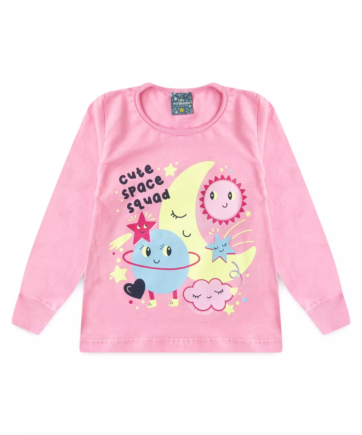 Pijama de Inverno para Menina Space Rosa