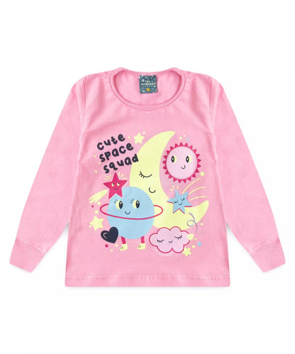 Pijama de Inverno para Menina Space Rosa