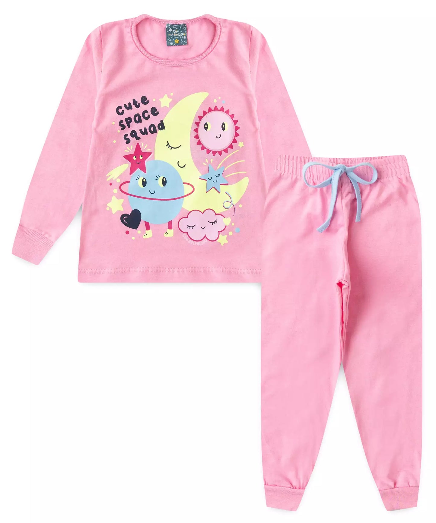Pijama de Inverno para Menina Space Rosa