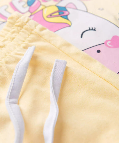 Pijama de Inverno para Menina Unicórnio Amarelo