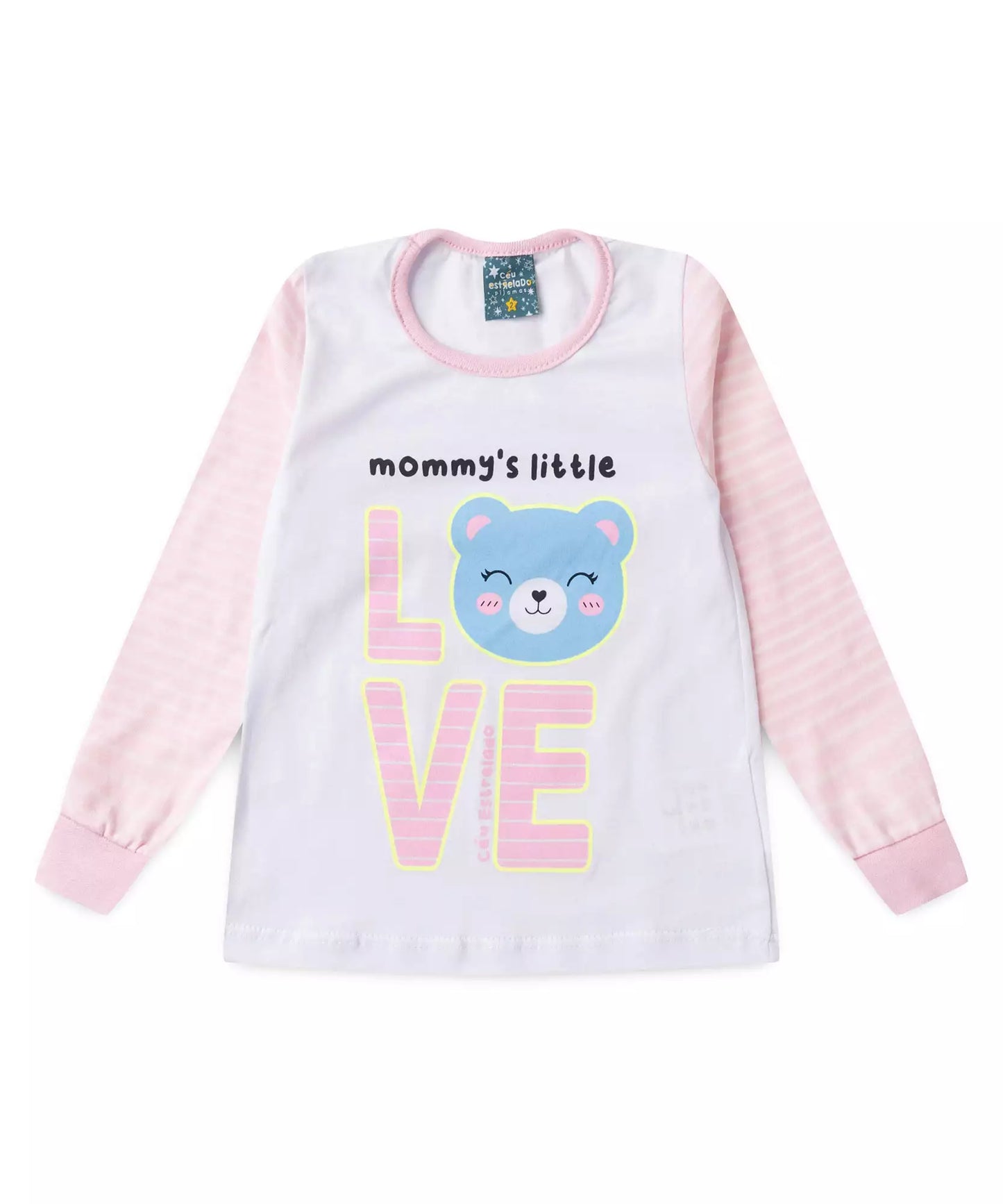Pijama de Inverno para Menina Ursinho Branco