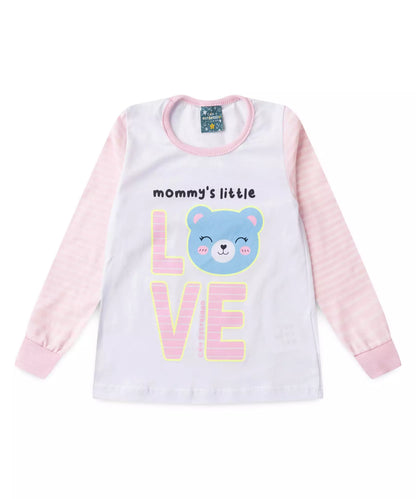 Pijama de Inverno para Menina Ursinho Branco