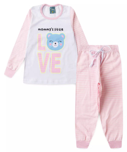 Pijama de Inverno para Menina Ursinho Branco
