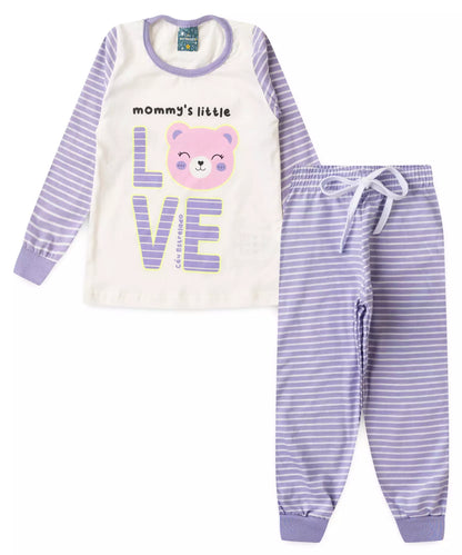 Pijama de Inverno para Menina Ursinho Marfim