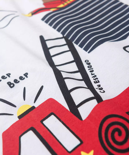 Pijama de Inverno para Menino Bombeiro Branco