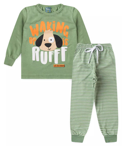 Pijama de Inverno para Menino Cachorrinho Verde