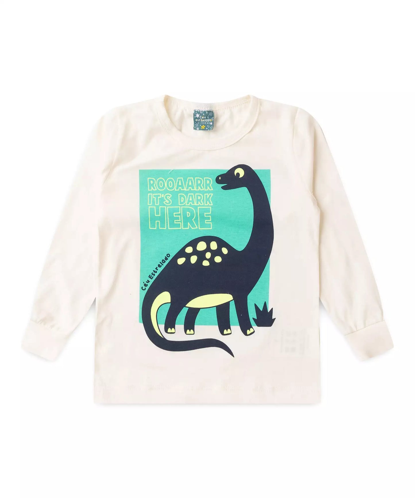 Pijama de Inverno para Menino Dinossauro Marfim