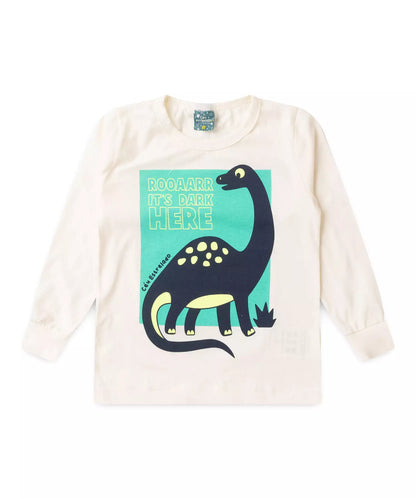 Pijama de Inverno para Menino Dinossauro Marfim