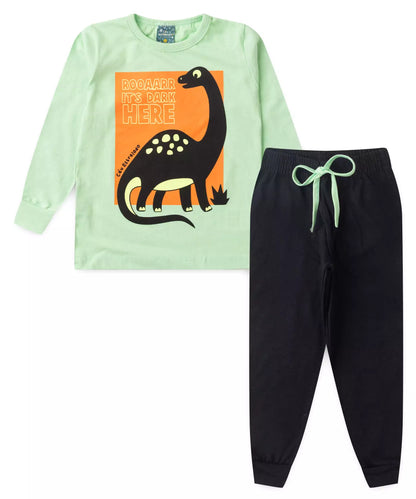 Pijama de Inverno para Menino Dinossauro Verde