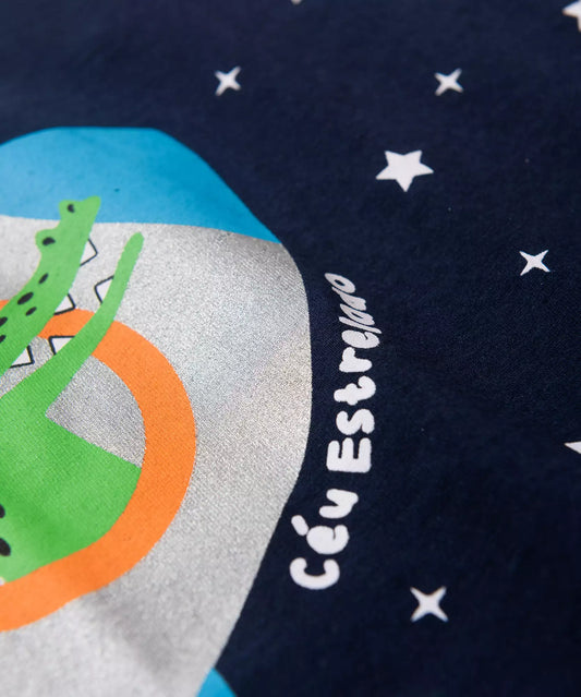 Pijama de Inverno para Menino Foguete Marinho