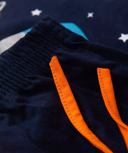 Pijama de Inverno para Menino Foguete Marinho