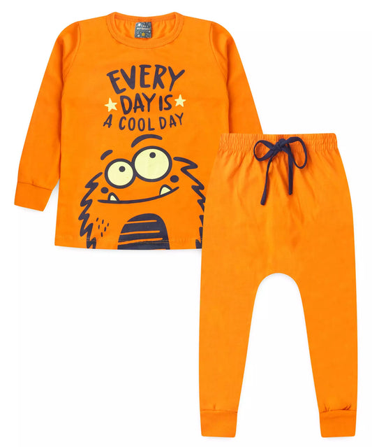 Pijama de Inverno para Menino Monstrinho Laranja