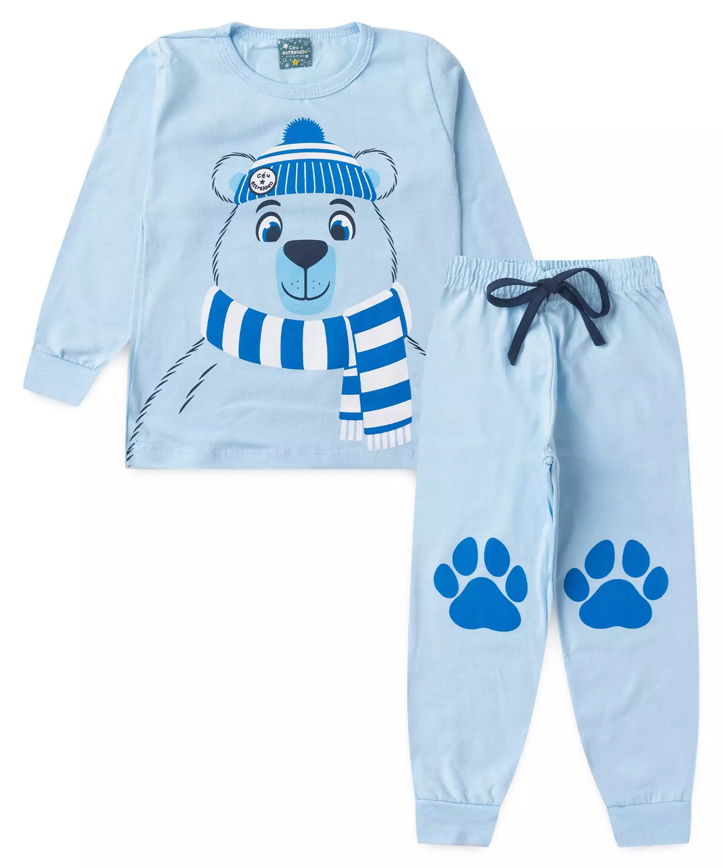 Pijama de Inverno para Menino Ursinho Azul