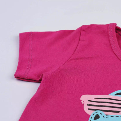 Pijama de Verão Infantil Feminino Blusa Pink Dinossauro e Short Rosa