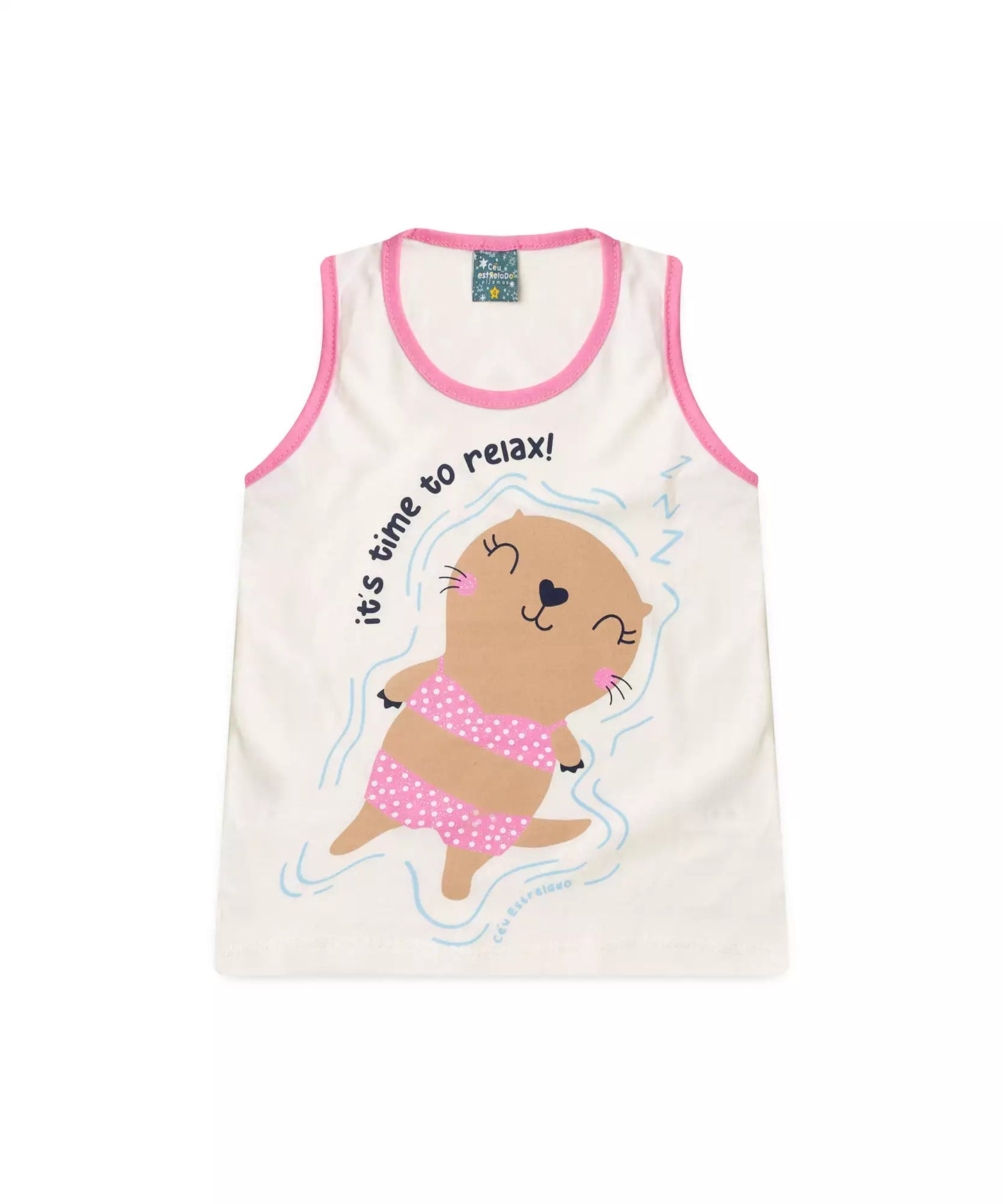 Pijama de Verão Infantil para Menina Relax Marfim