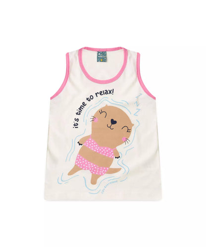 Pijama de Verão Infantil para Menina Relax Marfim