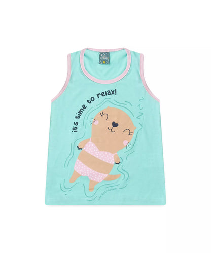 Pijama de Verão Infantil para Menina Relax Verde