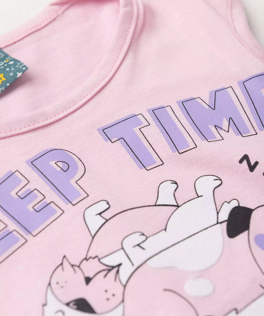 Pijama de Verão Infantil para Menina Sleep Time Rosa