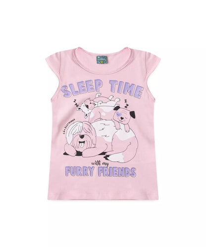Pijama de Verão Infantil para Menina Sleep Time Rosa