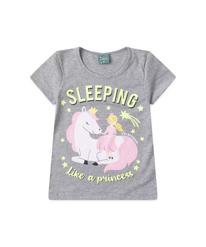 Pijama de Verão Infantil para Menina Sleeping Mescla