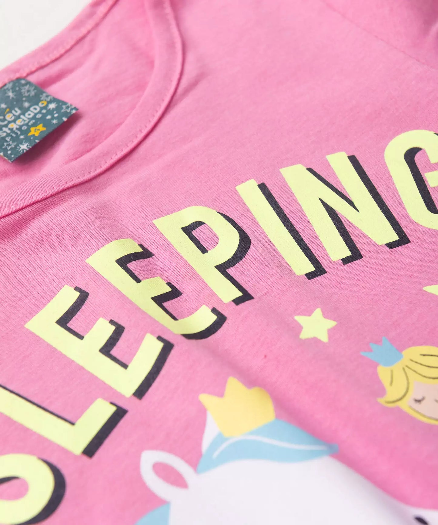 Pijama de Verão Infantil para Menina Sleeping Rosa
