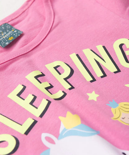 Pijama de Verão Infantil para Menina Sleeping Rosa