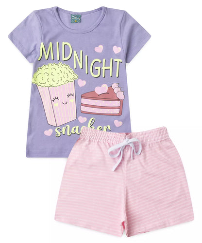 Pijama de Verão Infantil para Menina Snacker Lilás